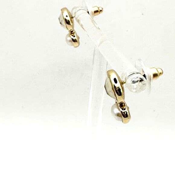 Preppy Pierced Stud Earrings Faceted Double Faux Pearl Faux Opal Casual - Picture 2 of 11